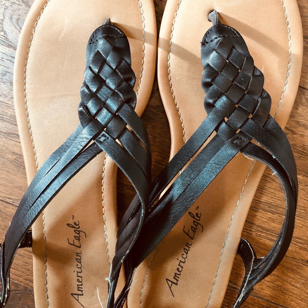 American Eagle Outfitters Black Braided Sandals